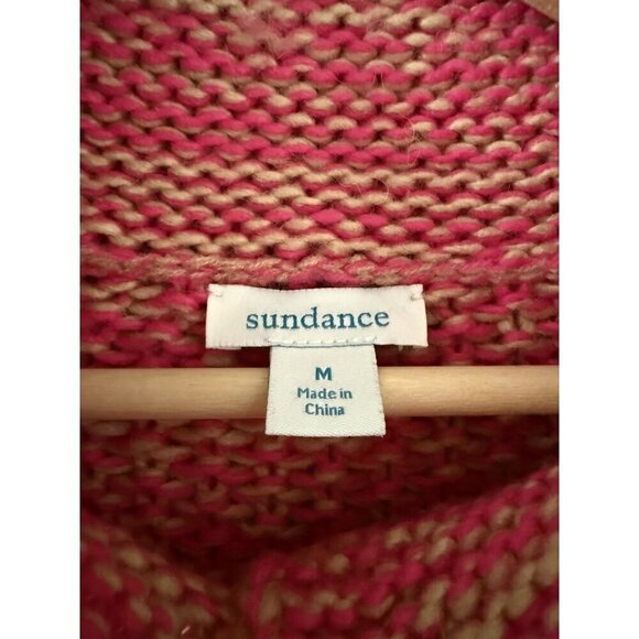 Sundance Selina Wool Blend Crochet Knit Open Font Longline Cardigan Pink Preppy - Picture 7 of 10
